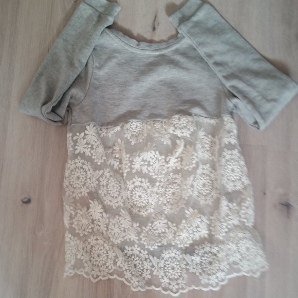 French terry shirt with side lace and back insert. - Picture 1 of 3